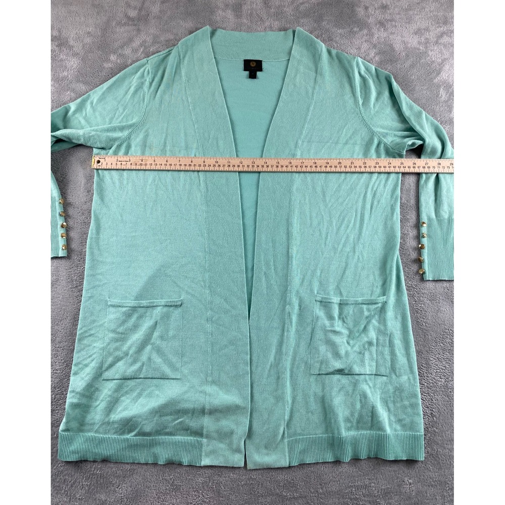 JM Collection Womens Plus 2X Aqua Mint Green Open Front Cardigan Gold Buttons - Picture 6 of 11